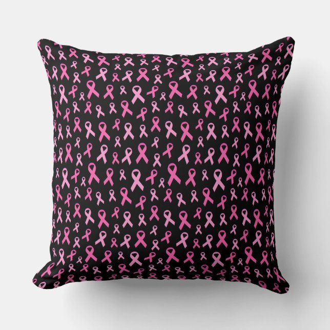 Pink Ribbon Breast Cancer Awareness Pattern Cushion (Front)