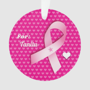 Pink Ribbon Breast Cancer Awareness Personalise Ornament