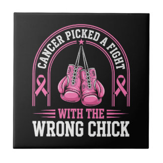 Pink Ribbon Breast Cancer Awareness Pink Fight Tile