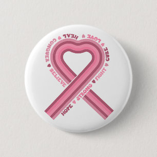 Pink Ribbon Breast Cancer Awareness Retro 6 Cm Round Badge
