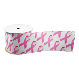 Pink Ribbon Breast Cancer Awareness Satin Ribbon