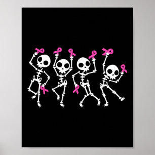 Pink Ribbon Breast Cancer Awareness Skeleton Poster