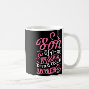 Pink Ribbon Breast Cancer Awareness Son Of Warrior Coffee Mug