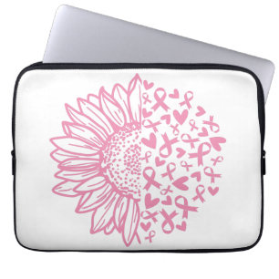 Pink Ribbon Breast Cancer Awareness Sunflower Laptop Sleeve