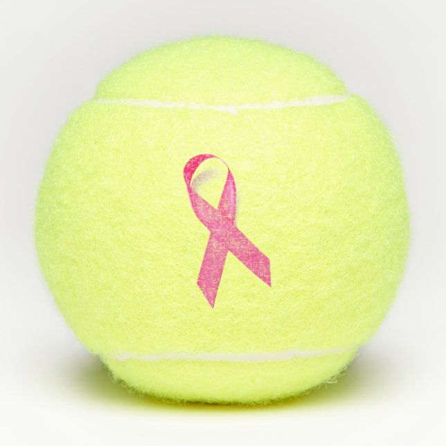 Pink Ribbon Breast Cancer Awareness Tennis Balls (Front)