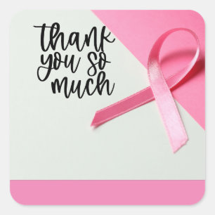 Pink Ribbon Breast cancer Awareness Thank you  Square Sticker