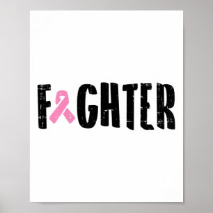 Pink Ribbon Breast Cancer Awareness Warrior Gift Poster
