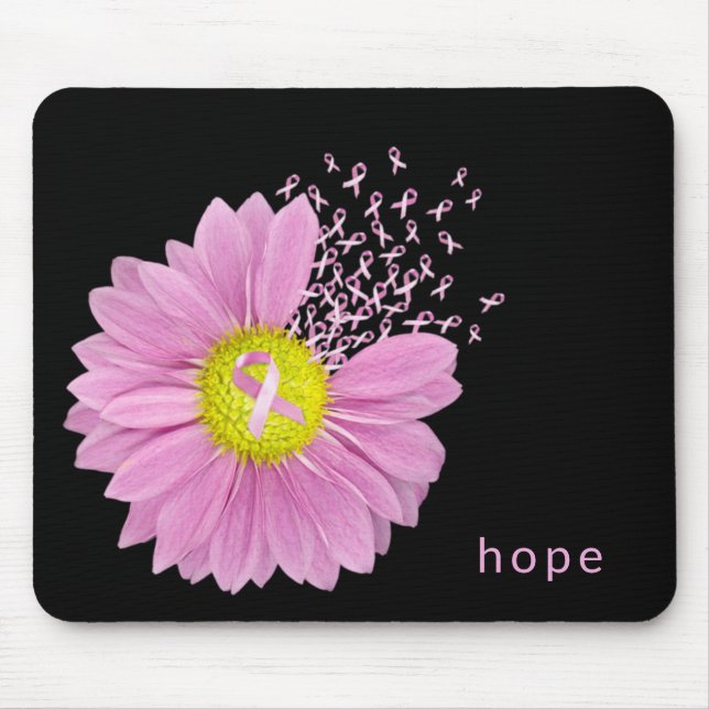 Pink Ribbon Breast Cancer Awareness with Daisy Mouse Mat (Front)