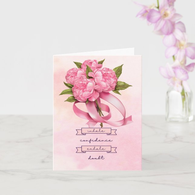 Pink Ribbon  Breast Cancer Awareness with flowers Card (Orchid)