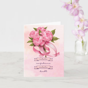 Pink Ribbon Breast Cancer Awareness with flowers Card