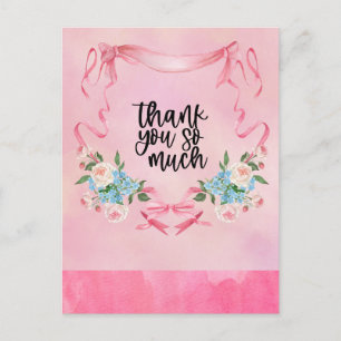 Pink Ribbon Breast cancer Awareness with Flowers Postcard