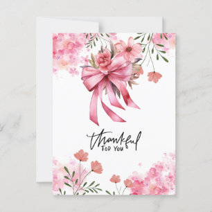 Pink Ribbon Breast cancer Awareness with Flowers Postcard