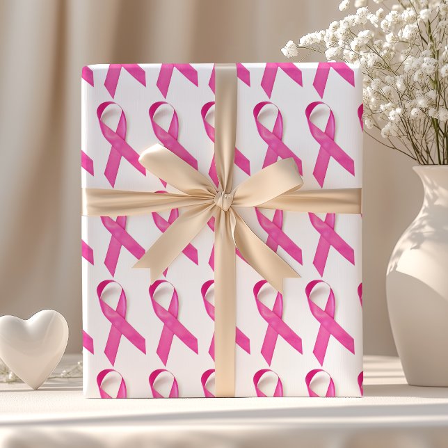 Pink Ribbon Breast Cancer Awareness Wrapping Paper (Creator Uploaded)