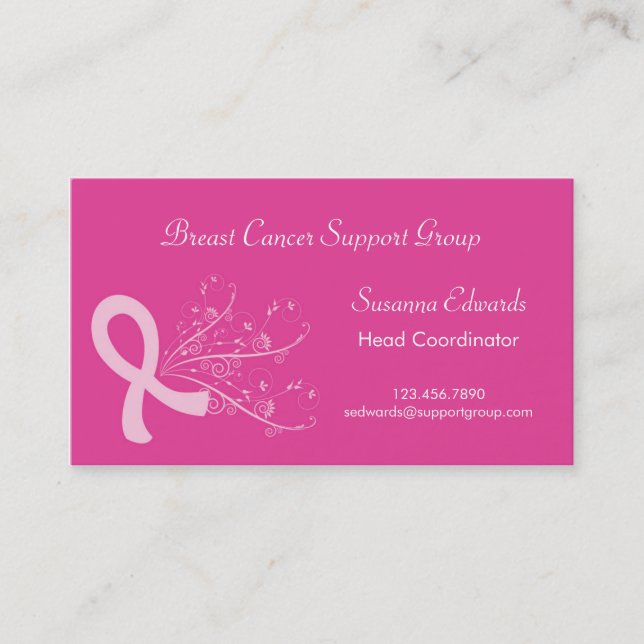 Pink Ribbon Breast Cancer Business Card (Front)