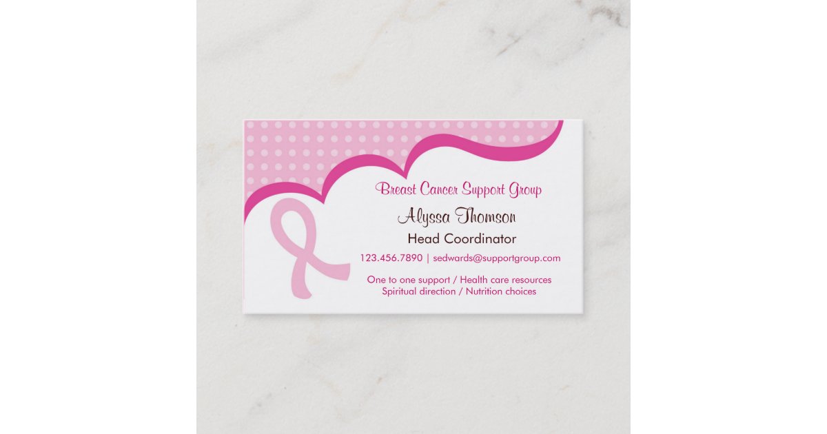 Pink Ribbon Breast Cancer Business Card Zazzle