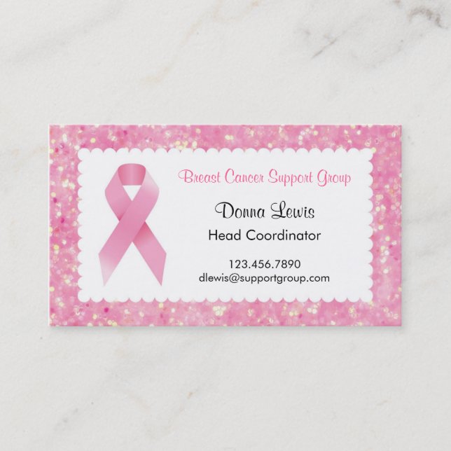 Pink Ribbon Breast Cancer Business Card (Front)