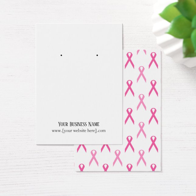 Pink Ribbon Breast Cancer Earring Display Cards (Desk)