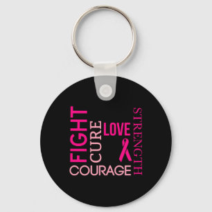 Pink Ribbon Breast Cancer Fighters Survivors Key Ring