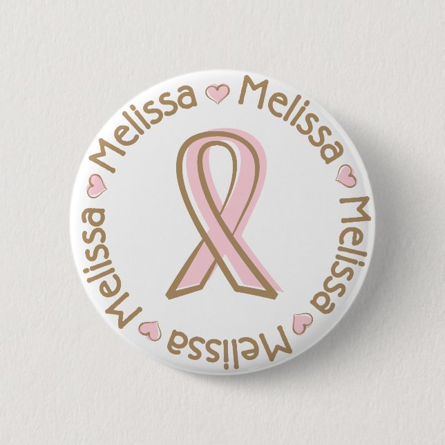 Pink Ribbon Breast Cancer Name Melissa 6 Cm Round Badge (Front)