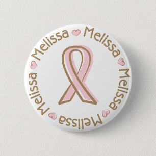 Pink Ribbon Breast Cancer Name Melissa 6 Cm Round Badge