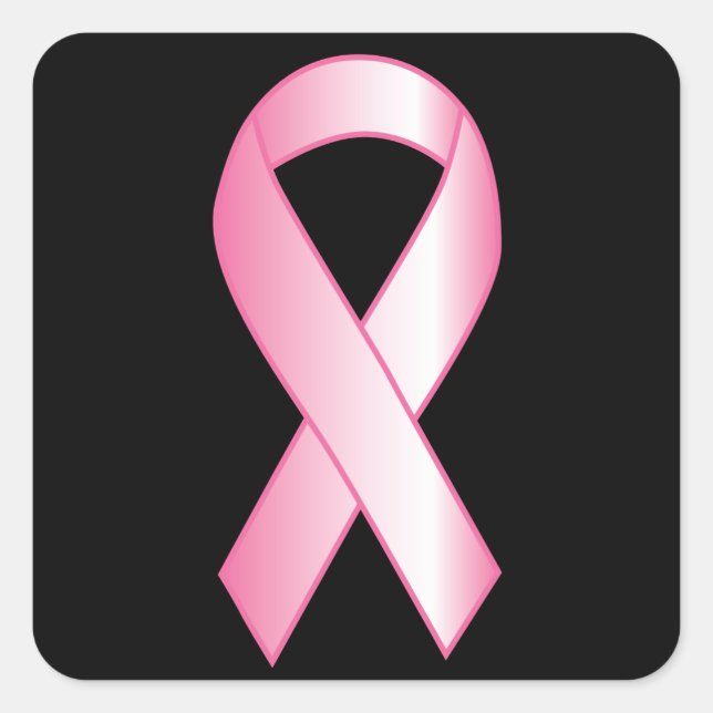 Pink Ribbon Breast Cancer Research Square Sticker (Front)