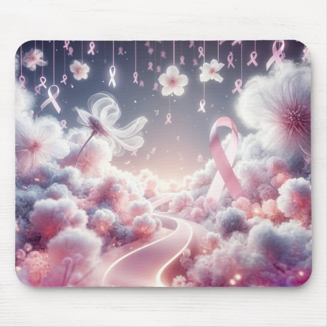 Pink Ribbon Breast Cancer Road Mouse Mat (Front)
