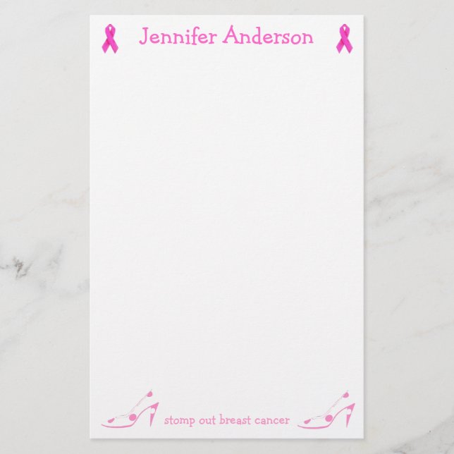 Pink Ribbon Breast Cancer stationery (Front)