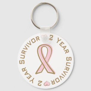 Pink Ribbon Breast Cancer Survivor 2 Years Key Ring