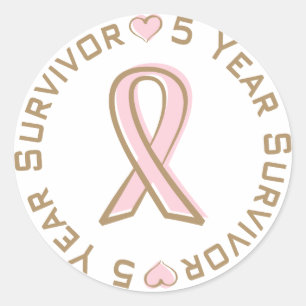 Pink Ribbon Breast Cancer Survivor 5 Years Classic Round Sticker