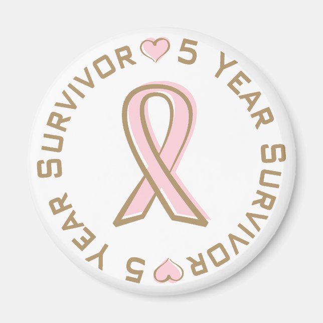 Pink Ribbon Breast Cancer Survivor 5 Years Magnet (Front)