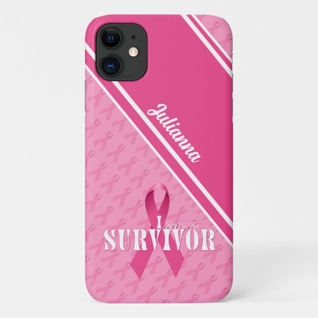 Pink Ribbon Breast Cancer Survivor Case-Mate iPhone Case (Back)