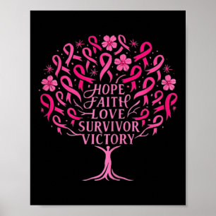 Pink Ribbon Breast Cancer Survivor Hope Faith Love Poster