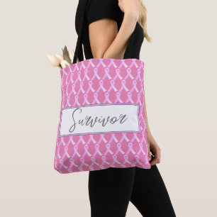 Pink Ribbon Breast Cancer Survivor Tote Bag
