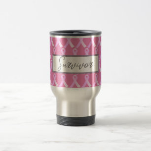 Pink Ribbon Breast Cancer Survivor Travel Mug