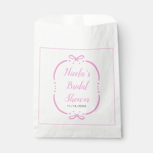 Pink Ribbon Bridal Shower Favour Bags (Front)