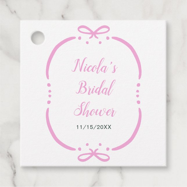 Pink Ribbon Bridal Shower Favour Tags (Front)