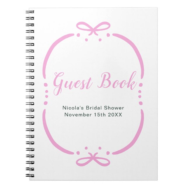 Pink Ribbon Bridal Shower Guest Book (Front)