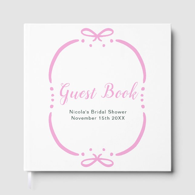 Pink Ribbon Bridal Shower Guest Book (Front)