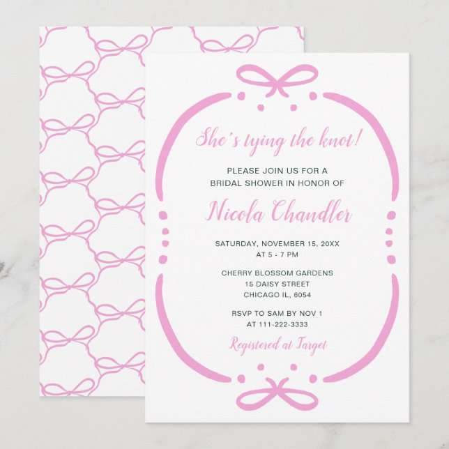 Pink Ribbon Bridal Shower Invitation (Front/Back)