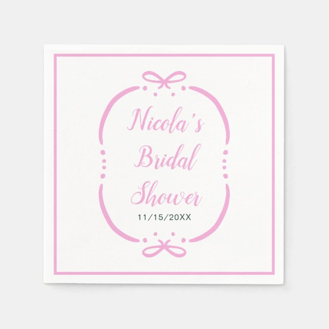 Pink Ribbon Bridal Shower Napkin (Front)