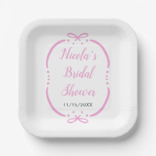 Pink Ribbon Bridal Shower Paper Plate