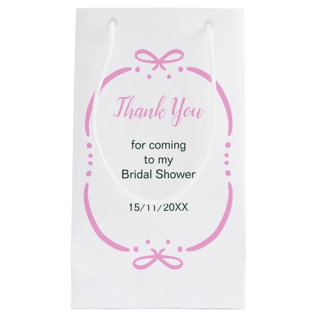 Pink Ribbon Bridal Shower Small Gift Bag (Front)