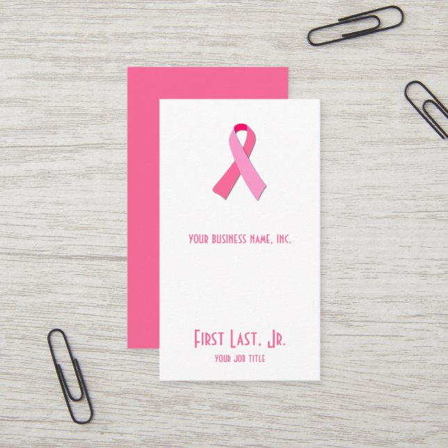 Pink Ribbon Business Card (Front/Back In Situ)