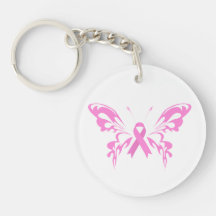 Pink Ribbon Butterfly Breast Cancer | Keychain