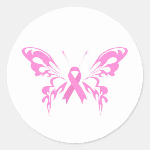 Pink Ribbon Butterfly Breast Cancer   Sticker