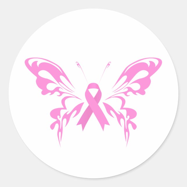 Pink Ribbon Butterfly Breast Cancer | Sticker (Front)