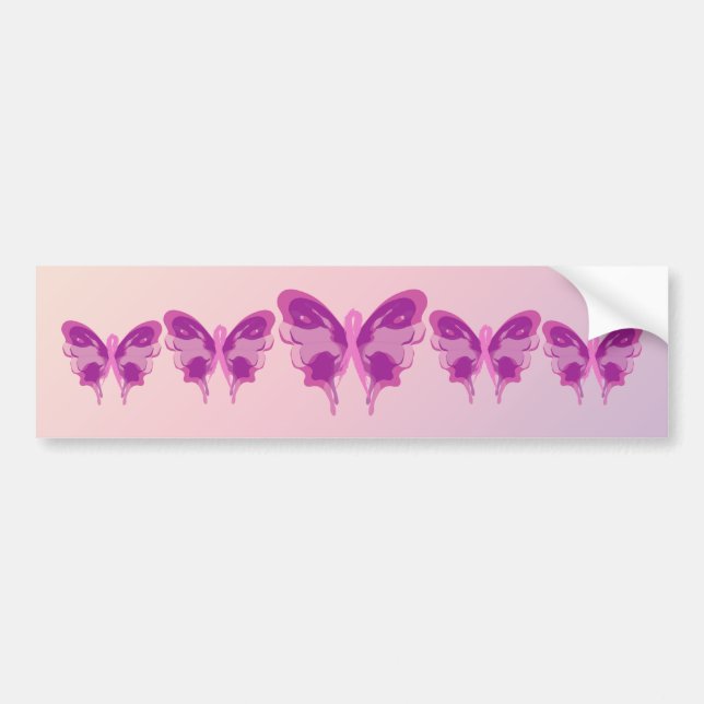 PINK RIBBON BUTTERFLY BUMPER STICKER (Front)