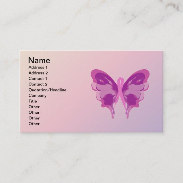 PINK RIBBON BUTTERFLY BUSINESS CARD (Front)