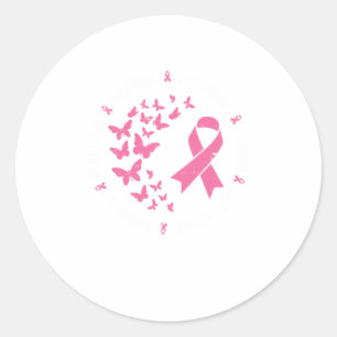 Pink Ribbon Butterfly Warrior Cute Breast Cancer Classic Round Sticker