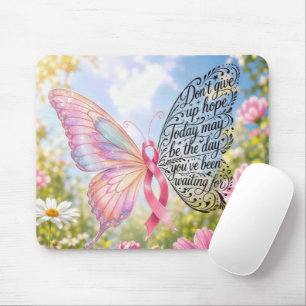 Pink Ribbon Butterfly with Inspiring Quote Mouse Mat